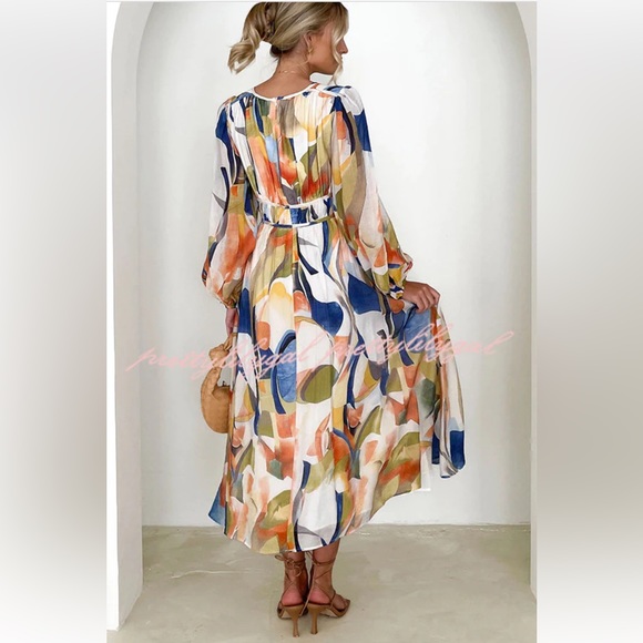 NWT abstract floral print maxi dress size S - Picture 2 of 11